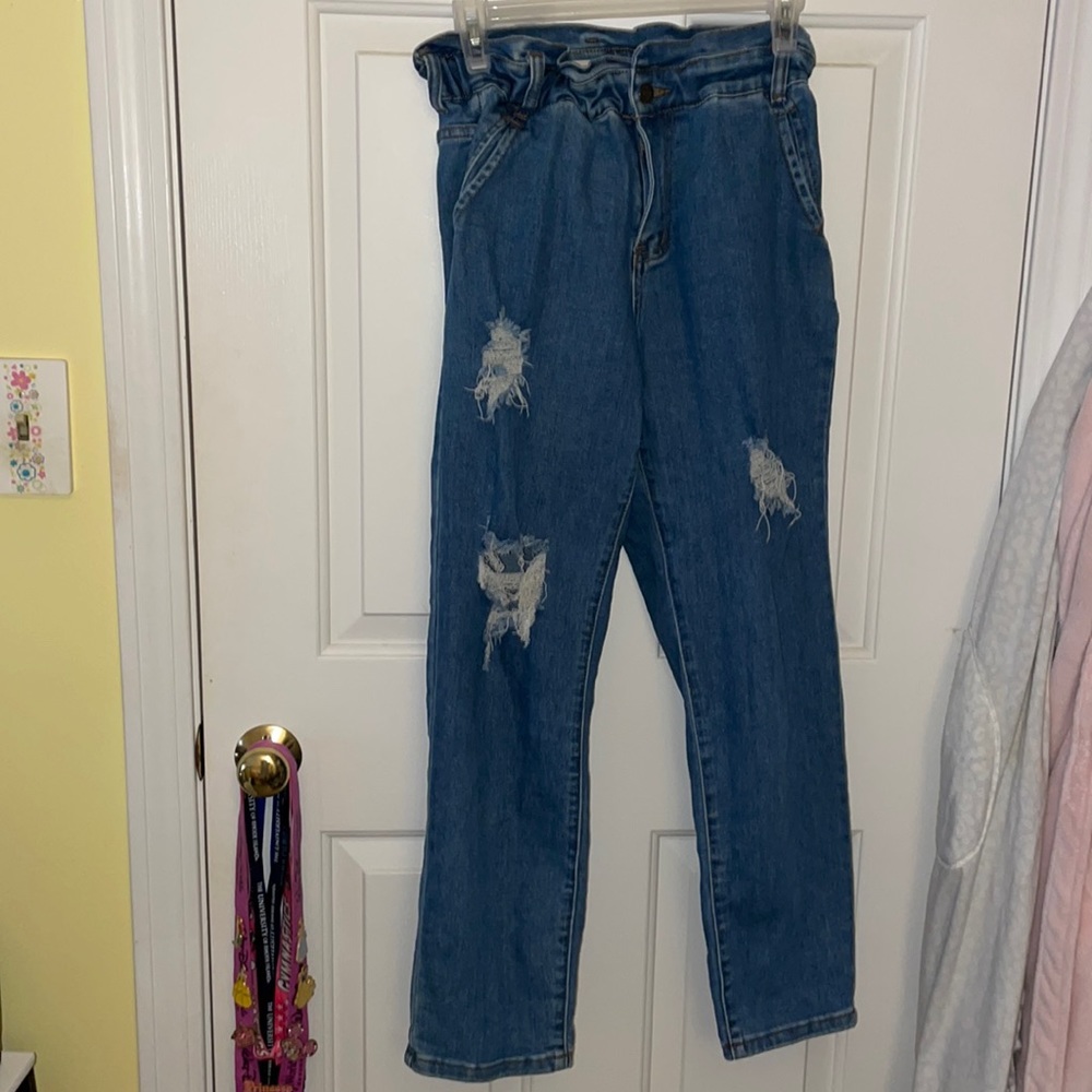 Paperbag Distressed Jeans